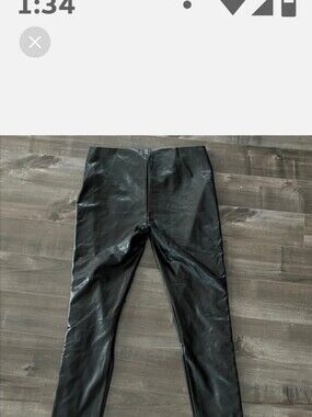 JustFab Black Faux Leather Lace-Up Leggings Size XL